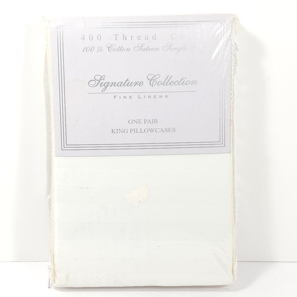 Signature‎ Collection Fine Linens King PillowCases Cotton Sateen 400 tc. 1-Pair